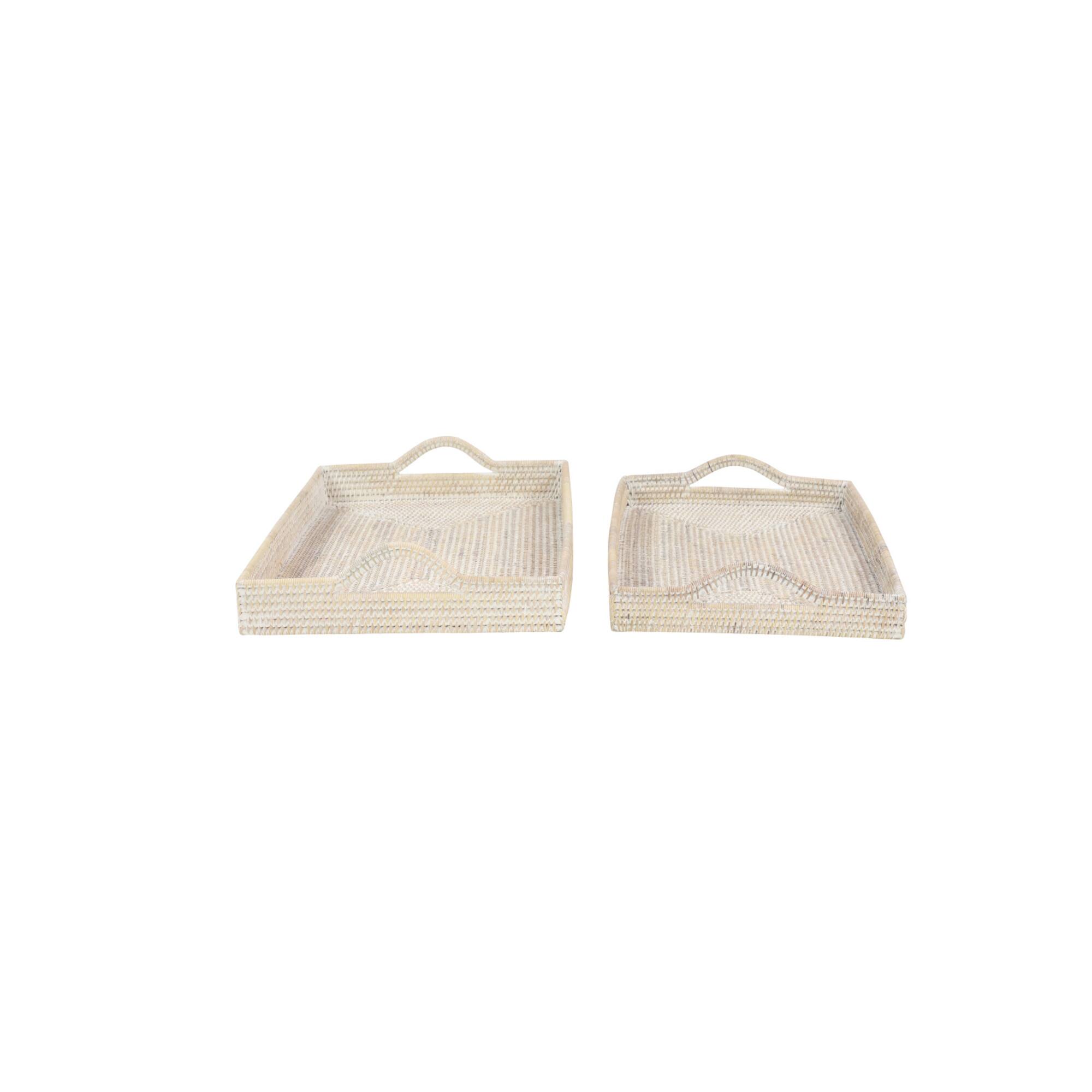 Cream Wood Boho Style Tray Set